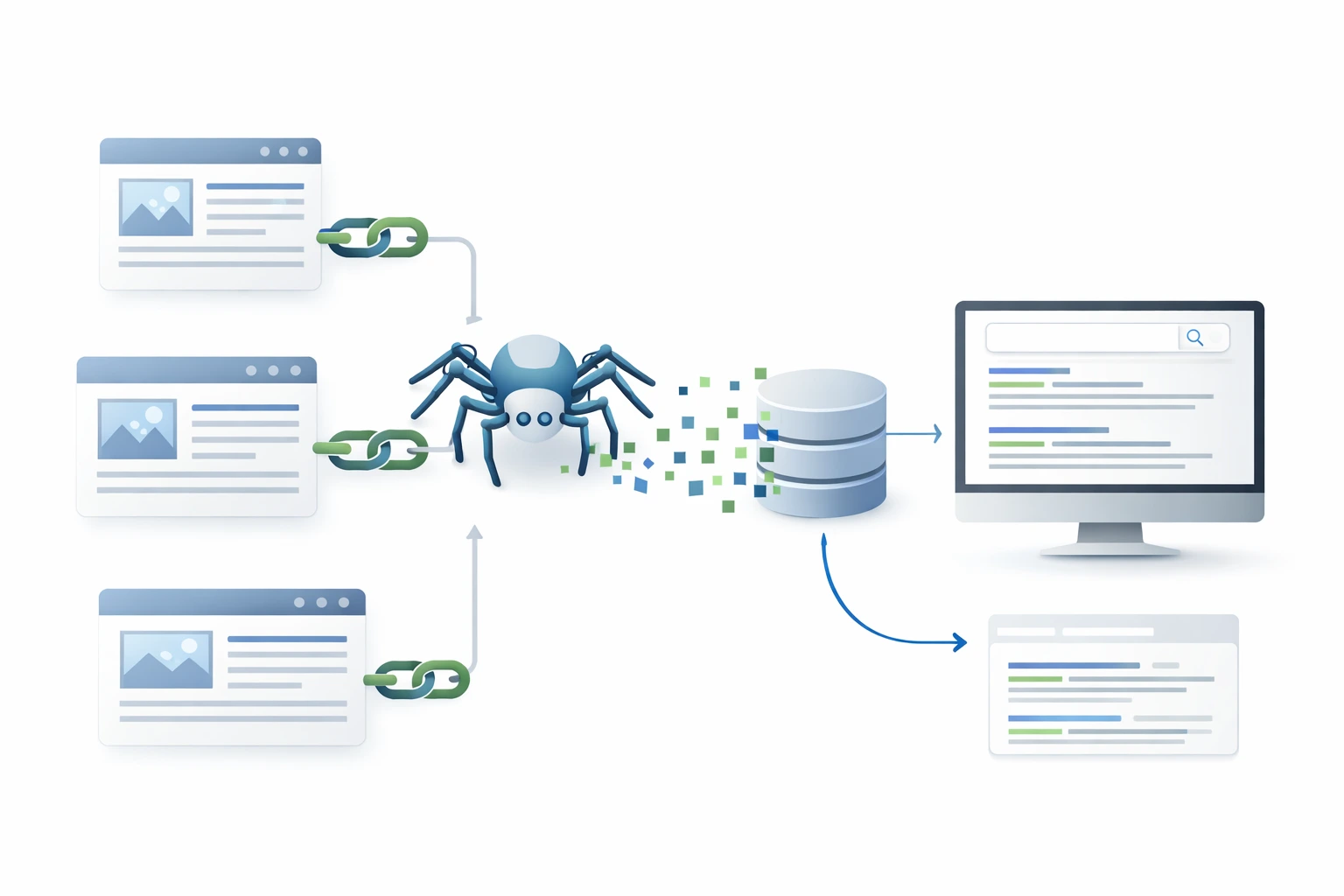 Visual explanation of how Google crawlers discover, index, and rank web pages