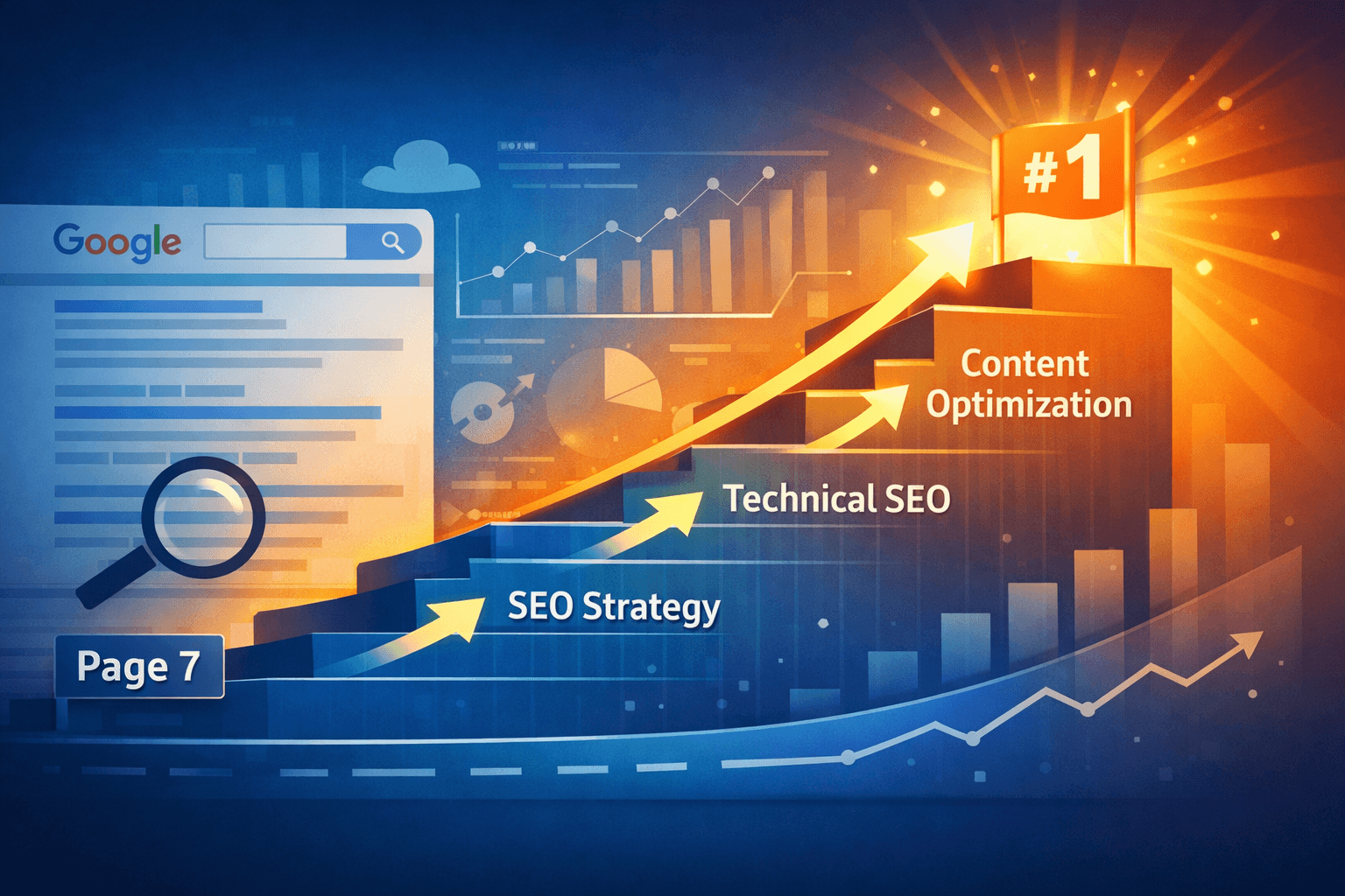 Website ranking growth from page 7 to number one using SEO strategy in Nepal